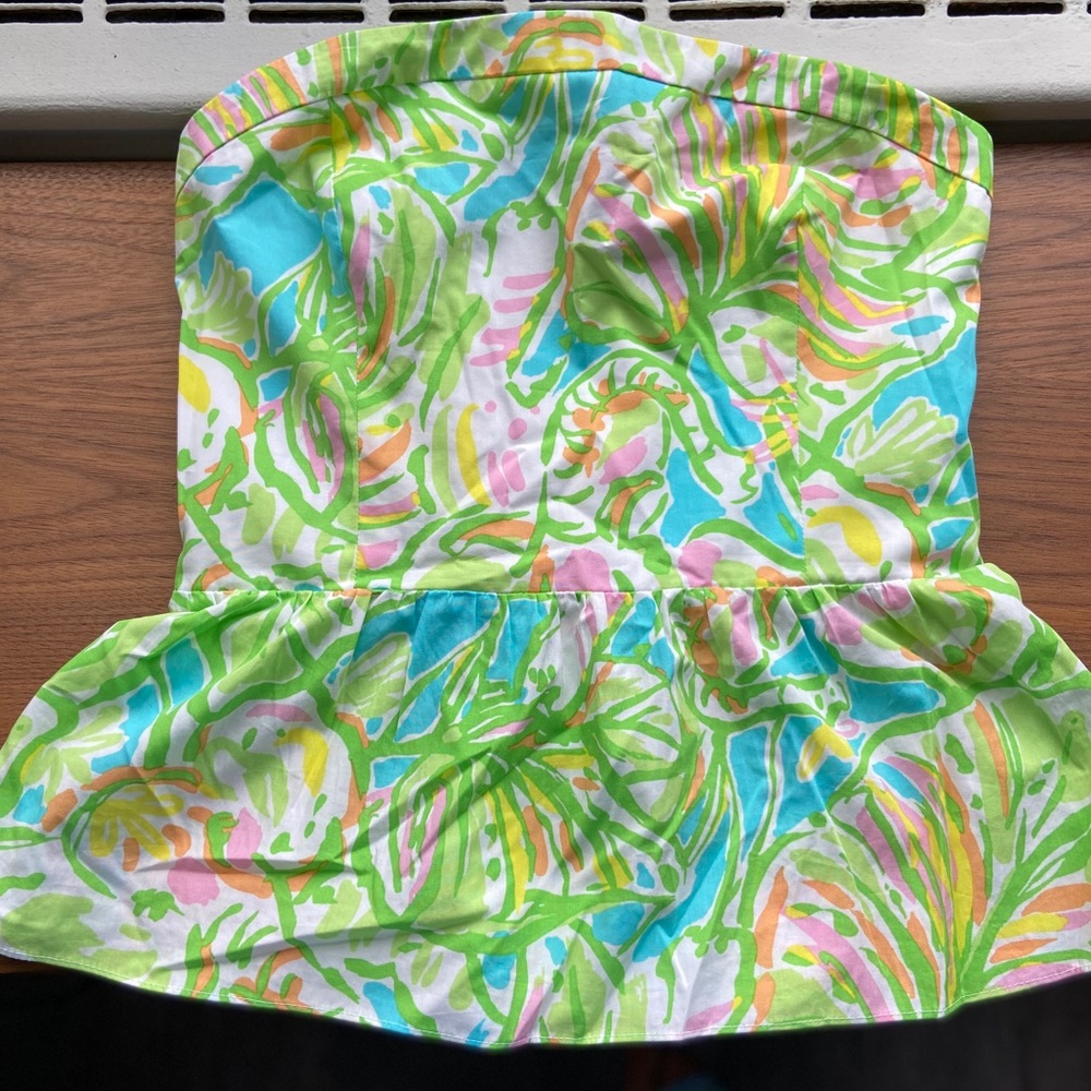 Lilly Pulitzer Strapless Peplum Blouse